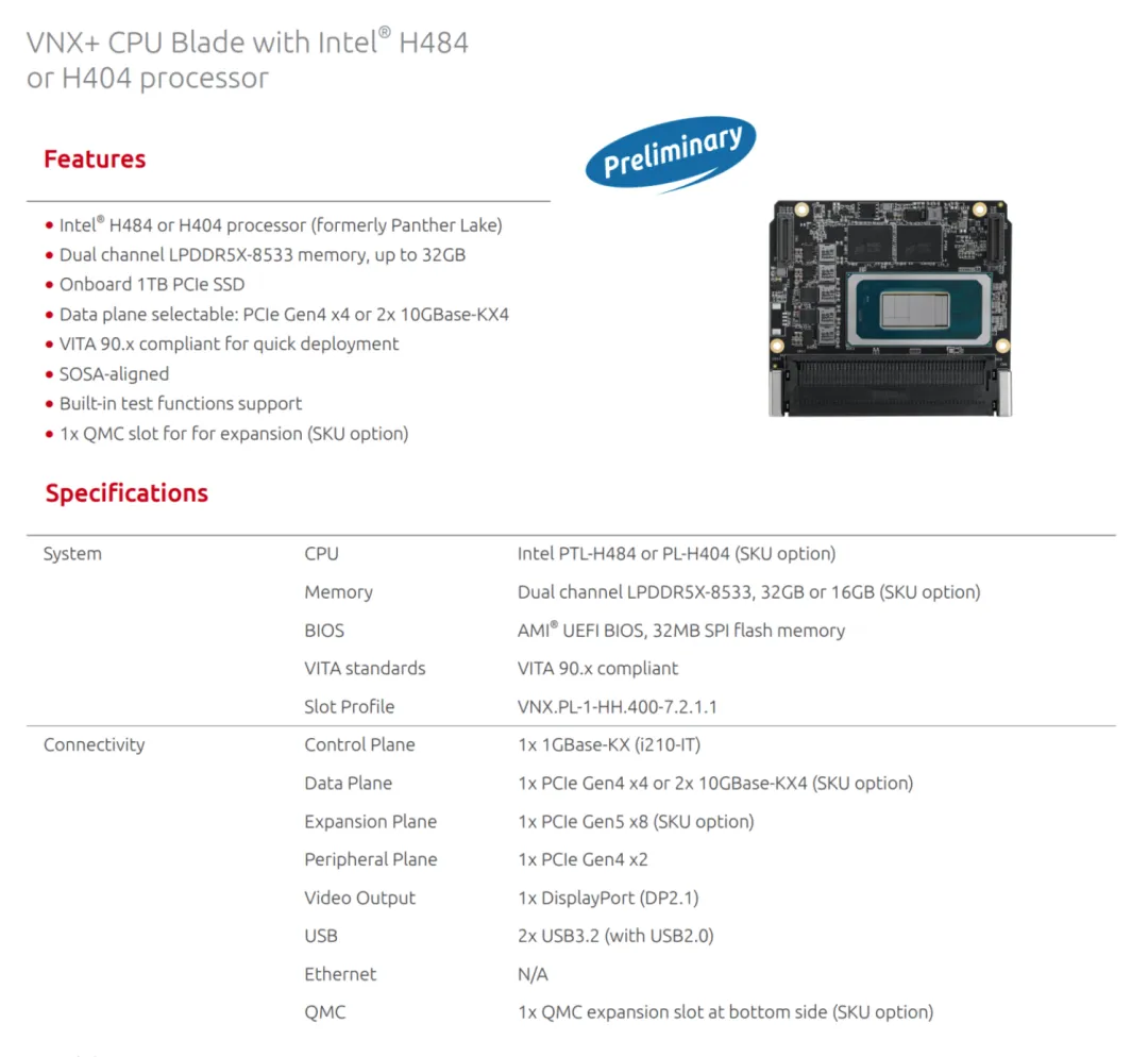 Intel Panther Lake-H VNX CPU Blade